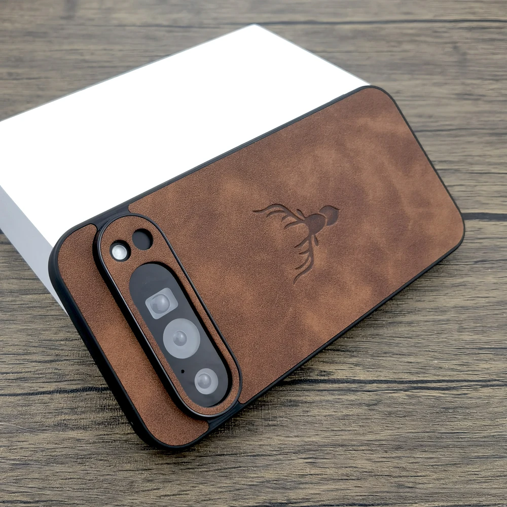 (marrom, Google Pixel 9 Pro) Capa De Couro Fosco, Cantos Com Absorção De Impacto, Material Agradável Ao Toque