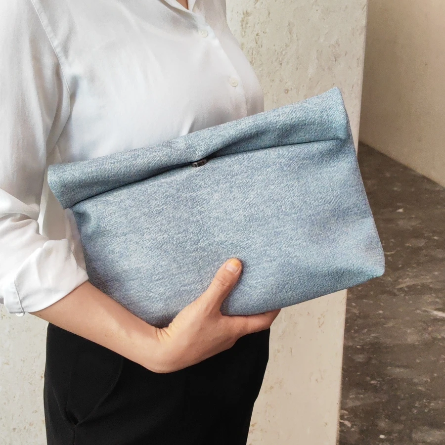 Bolsa De Mão Feminina (azul Claro), Em Couro Pu Macio, Ideal Para Ocasiões Formais.