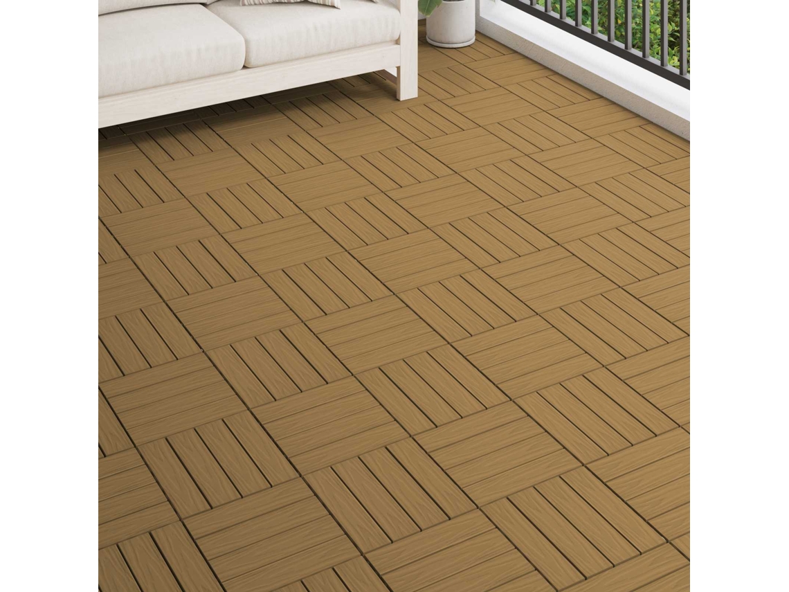 Vidaxl Telha De Deck Design 3d 11 Unid. Teca 30 X 30 Cm Wpc