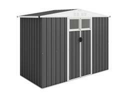 Galpão de jardim para ferramentas em aço zincado com 2 portas, 246x117x180 cm cinza escuro BTFORUS