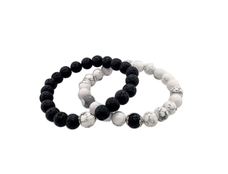 Conjunto de Pulseiras NIMAXI Black & White (Missanga - Preto e Branco - 19 cm)