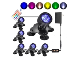 Kit de lâmpada submersível RGB com controle remoto, IP68, para piscina e jardim | S/MARCA