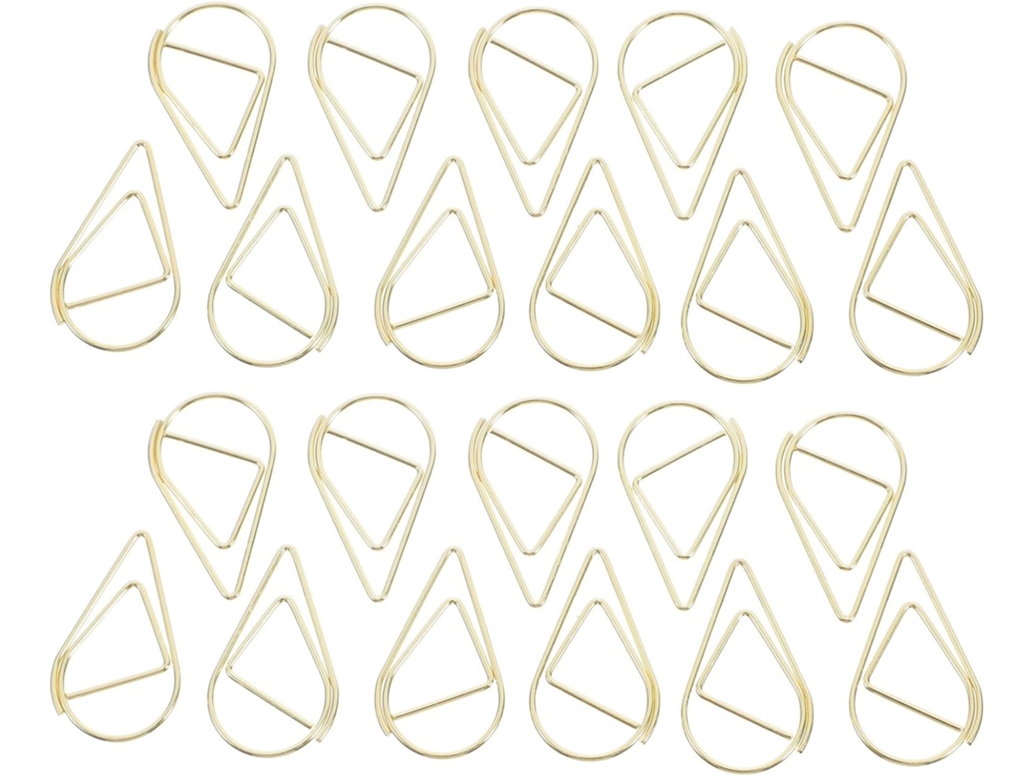 Conjunto De 100-clips Papel Genéricos Para Organização Documentos, Formato De Gota, Metal Dourado, Clips Originais E