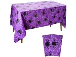 2026 manteles de Halloween 2 Piezas, 130x220 Cm, Telarañas de Arañas Moradas, Decoración de Fiestas Interior Y Exterior