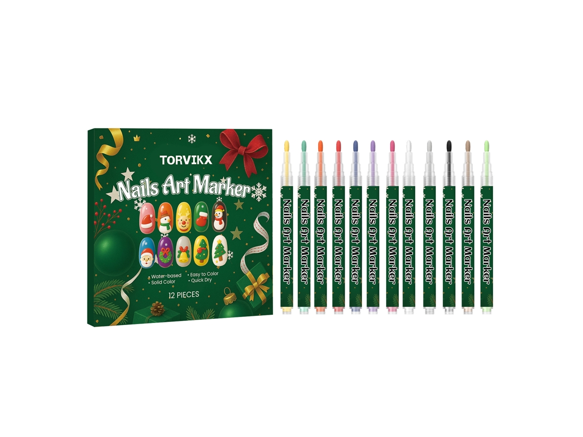 Caneta de Pintura para Unhas com Tema Natal, Prática e Fácil de Usar, Marca LAXISCREED