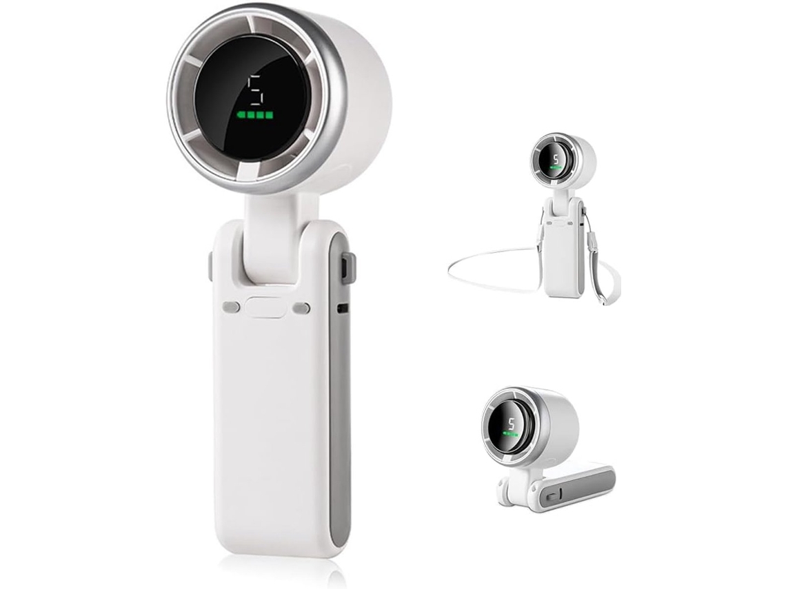 Ventilador Dobrável de alta velocidade, ajustável em 180°, 3600 Mah, Usb, 5 velocidades, visor Led BRILVIBERA