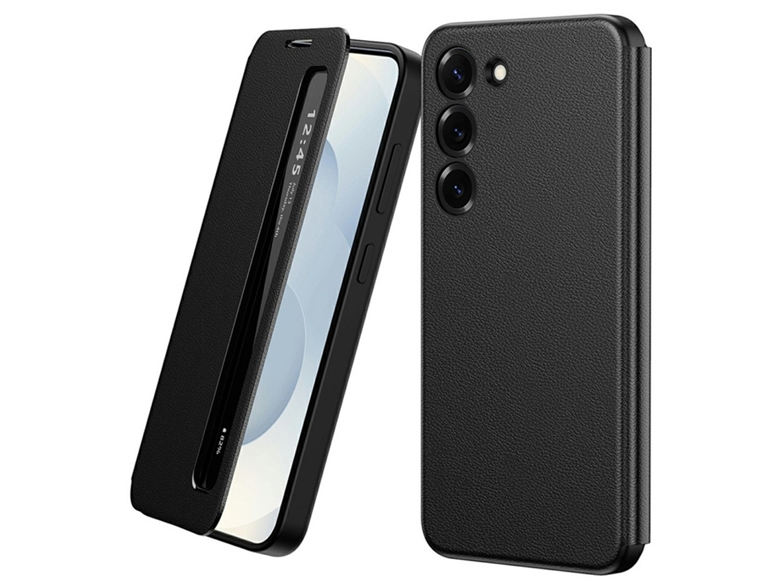 Capa De Couro Para Celular Galaxy A17 Com Janela Smart View