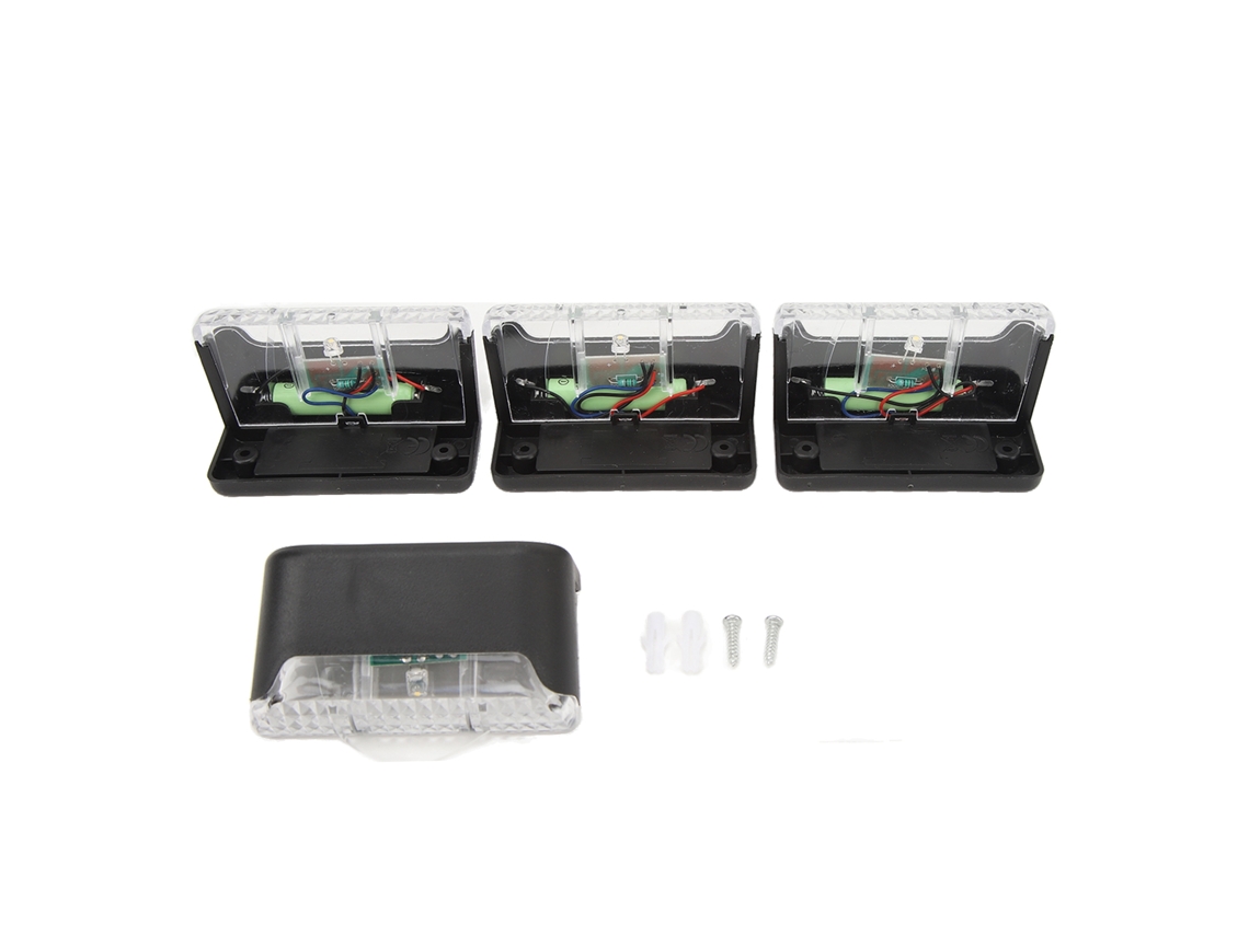 4 Pcs Luzes de Escada Solar Externa 600mah com Capa Preta para Jardim Deck Degrau Parede | S/MARCA