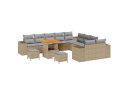 Conjunto 13 Conjunto De Sofá De Jardim Vidaxl Bege Vime Pe (80 X 80 X 71 Cm)