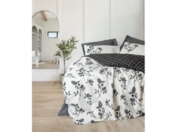 Conjunto de cama em algodão reforçado - Capa de edredom 220 x 240 + 2 fronhas 60 x 60 - Antracite