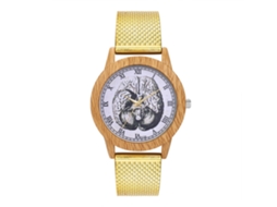 Relógio de quartzo unissex moderno com pulseira de silicone para homens e mulheres (dourado)