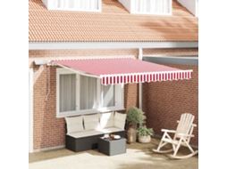 Vidaxl Toldo Retrátil Vermelho E Branco 300 X 250 Cm Tecido E Alumínio