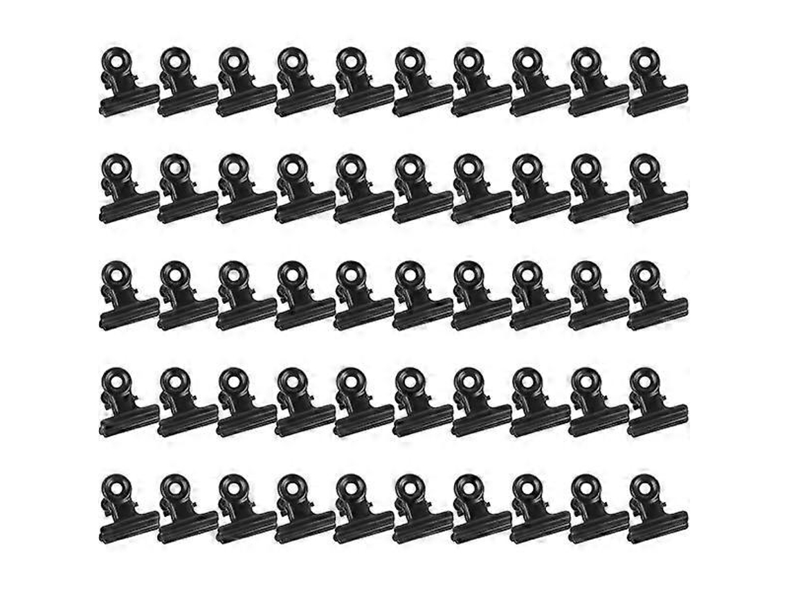 Conjunto de 50 Clipes Metálicos Articulados com Mola Reforçada, Clipes Bulldog Pretos de 22mm, Clipes Pequenos de Metal para Arquivos BRILVIBERA