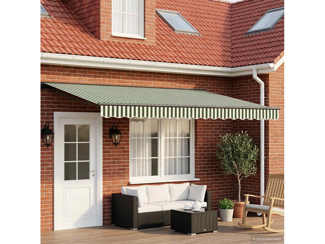 Vidaxl Estrutura De Toldo Manual Com Leds 4,5 × 3,5 M