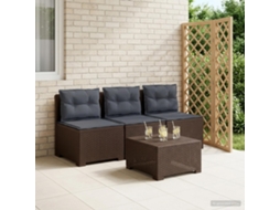 Vidaxl Sofá De Jardim 3 Lugares Com Almofadas Visual Rattan Pp