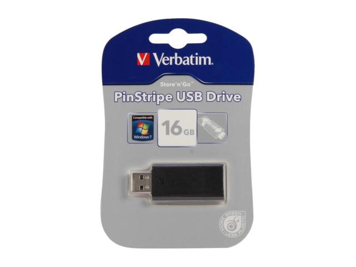 Pen USB VERBATIM Pinstripe (16 GB  - USB 2.0 - Preto)