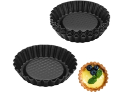Formas Para Tartes De Aço Carbono 6 Peças, Forma Reutilizável Antiaderente Para Doces, Ovos, Bolos, Sobremesas, Gelado