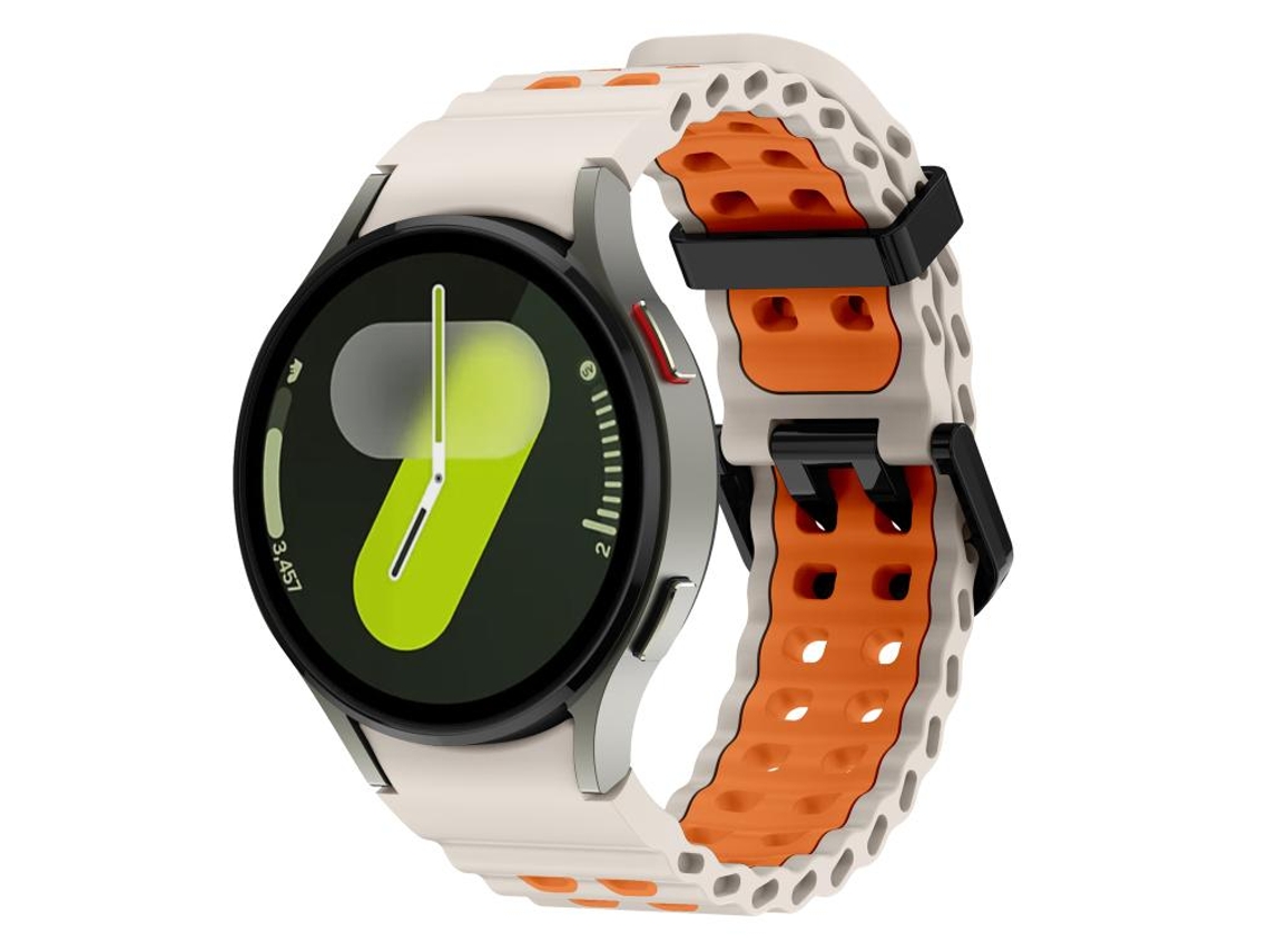 Bracelete para Samsung Galaxy Watch 7 Silicone Duas Cores Ocean Furos Duplos Laranja Estrelado XIAOMOYU (40mm/44mm)