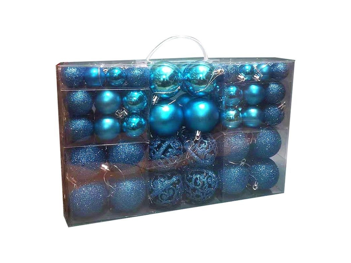 Adornos De Bola De Natal Em Ps Com 100 Peças Em Três Tamanhos: Leve, Reutilizável E Com Aplicação Versátil Para Decoração Festiva Azul