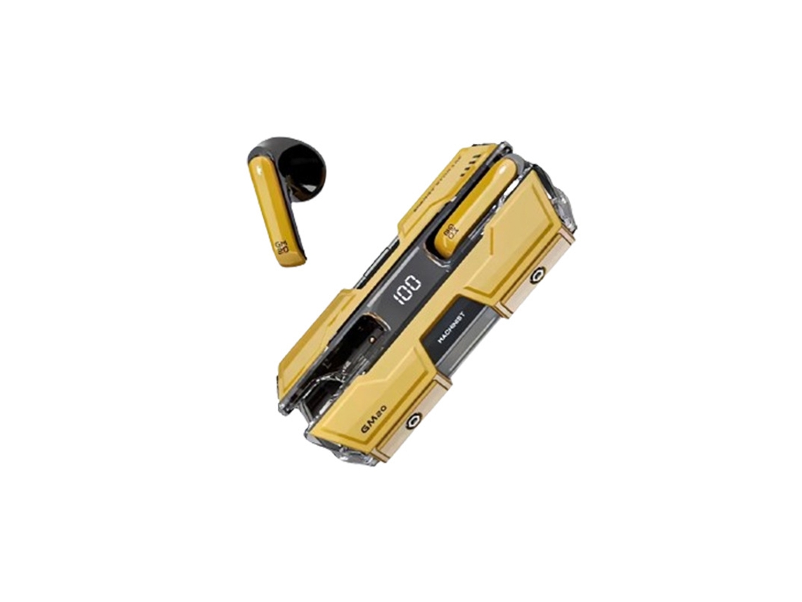 Auriculares Bluetooth Panoona Som Alta Definição Bateria Ultralonga Estilo Mecha Amarelo
