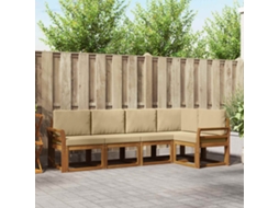 Vidaxl Conjunto De Sofás Para Exterior 5 Unid. Natural E Bege