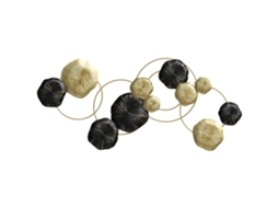 Decoração de Parede em Metal com Forma de Flor de Lótus Adorno para Sala Moderna Decoração 84x35cm Dourado e Preto BTFORUS