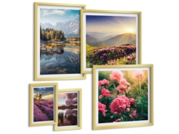 Conjunto De Pinturas Paisagens Da Natureza Flores Montanhas Espelharte (5 Peças)