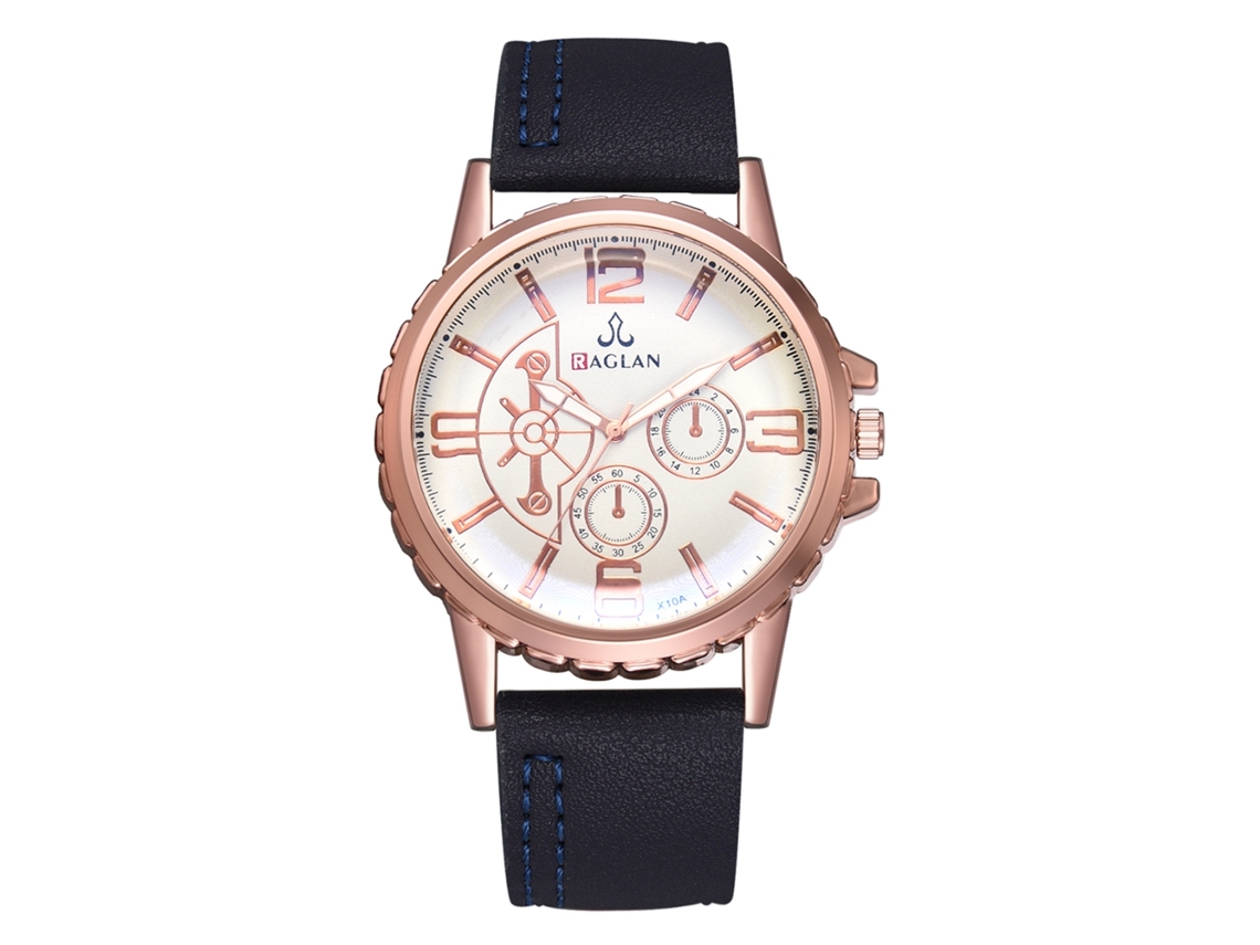 Reloj De Cuarzo Para Hombre Con Correa De Pu Estilo Casual Y Negocios Azul
