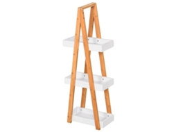 Unidade De Prateleiras Para Banheiro, 3 Prateleiras De Armazenamento, Bamboo Ecológico, Branco Natural, 30x18x81 Cm