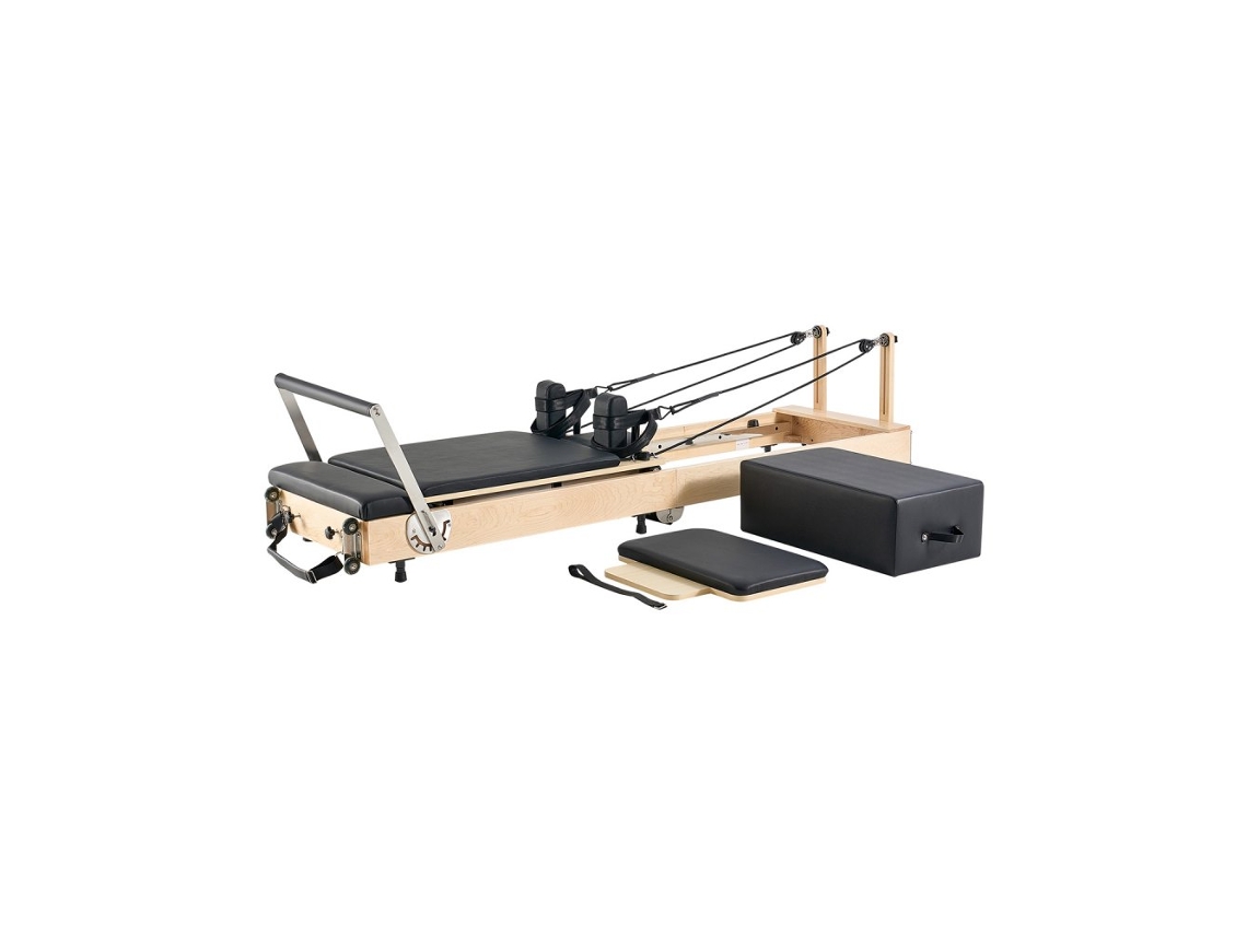 Reformer Pilates Dobrável Em Madeira De Ácer Para Casa, Suporta Até 181kg, Ajustável E Compacto Tekmaquinas
