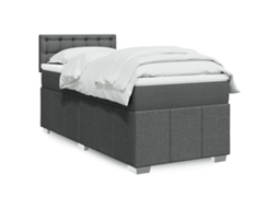 Vidaxl Cama Com Molas/colchão 80x200 Cm Tecido Cinzento-escuro