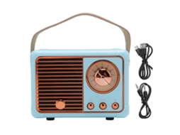 Caixa de som Bluetooth retro, mini, com subwoofer, azul EOOCOO