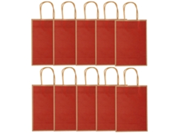 Sacos De Papel Kraft Vermelho 15x8x21cm Para Transporte De Presentes