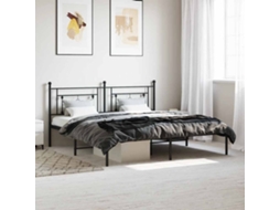 Vidaxl Estrutura De Cama Com Cabeceira 183x213 Cm Metal Preto