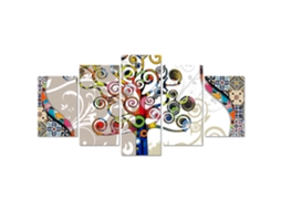 Quadro Moderno DEKOART Abstratos, Árvore da Vida, Klimt, Cinza (200 X 100cm)