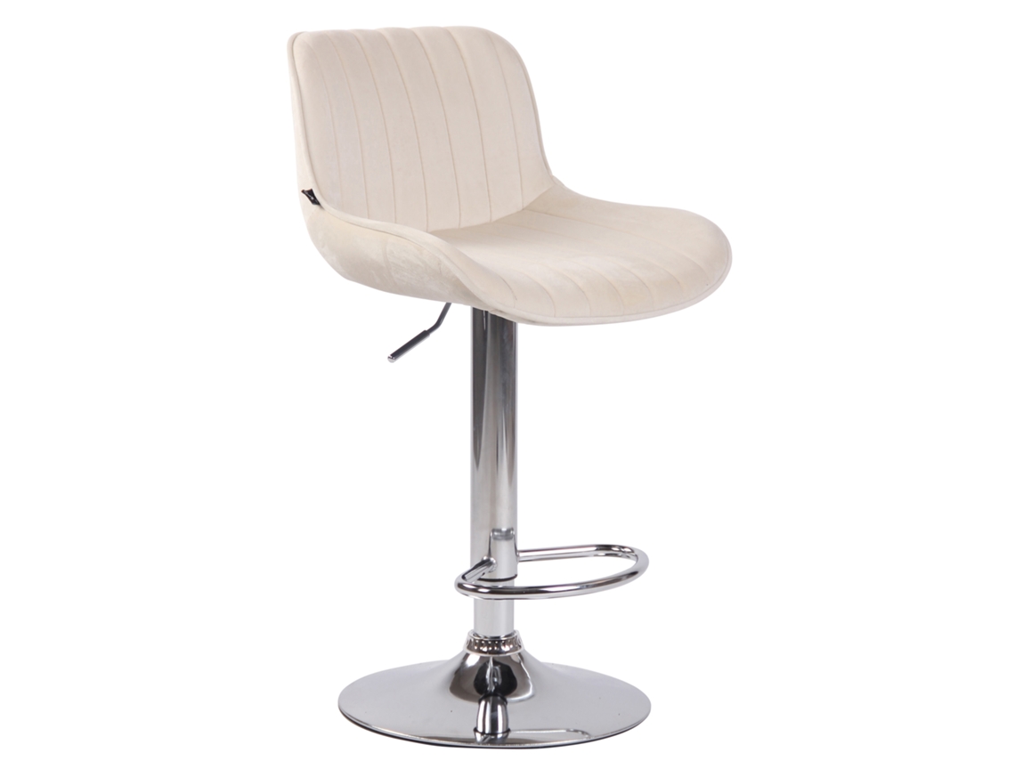 Banco de bar em veludo Lentini creme/cromo CLP