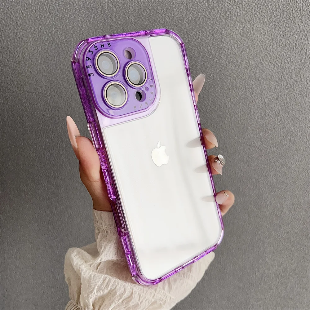 (iphone 14 Plus, Roxo) Capa Transparente À Prova De Choque Para Iphone, Ideal Para Meninas.