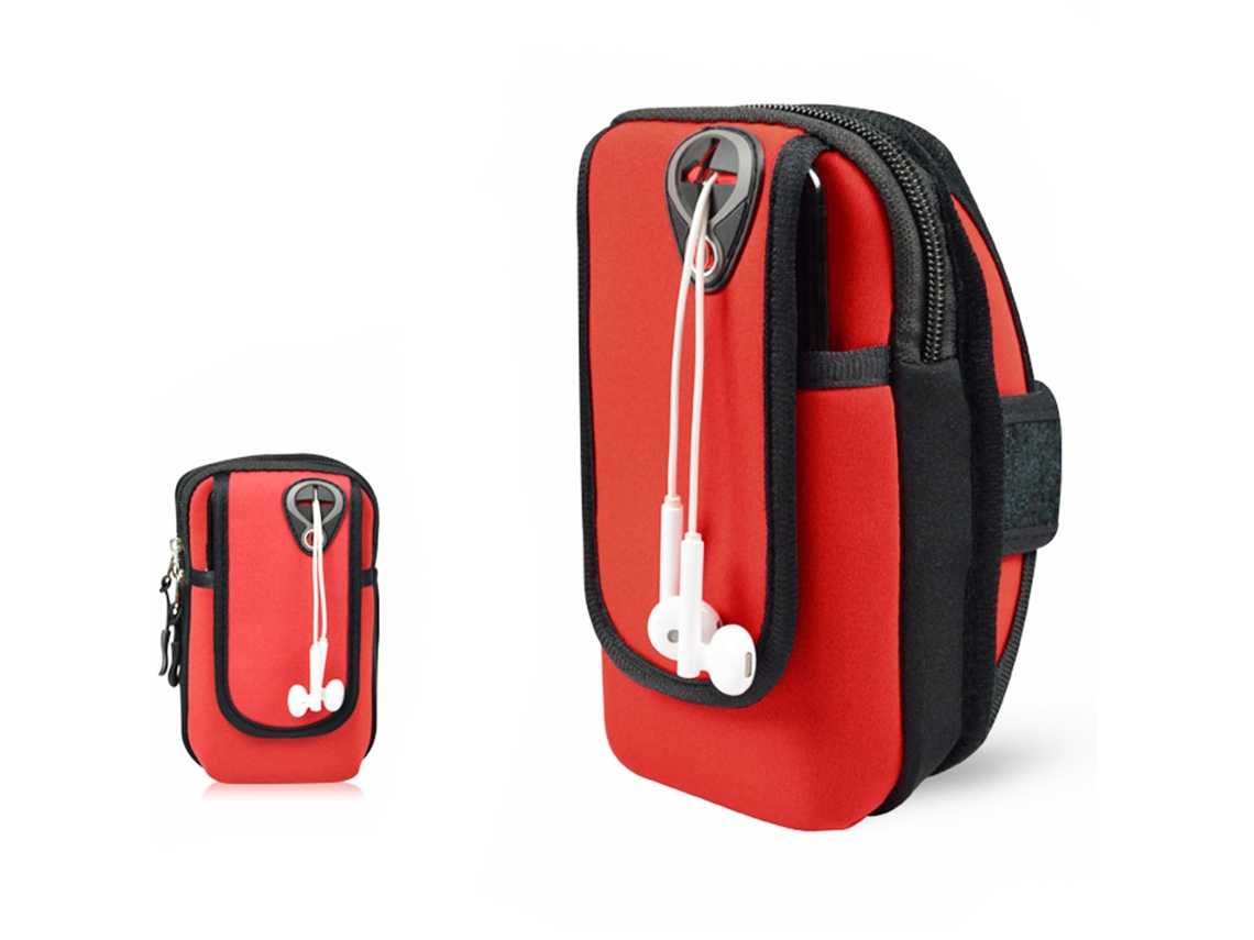 Bolsa De Braço Premium Resistente À Água Para Esportes E Fitness Com Entrada Para Fone De Ouvido, Vermelha.