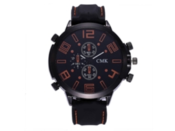 Reloj Hombre De Moda Con Dial Grande Y Correa De Cuero Pu Cmk (naranja)