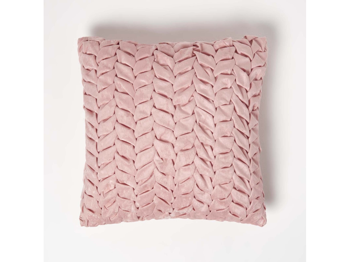 Homescapes Pink Pleated Velvet Cushion Grace Design