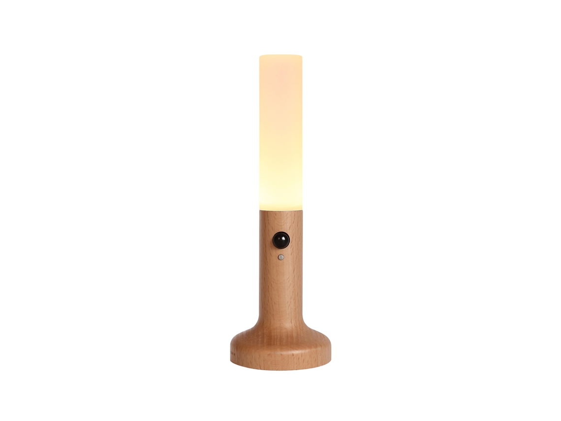 Luz Noturna com Sensor de Movimento Madeira Sólida Lâmpada de Mesa Recarregável | S/MARCA