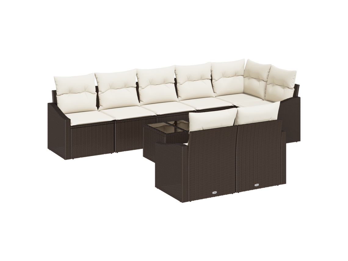 Conjunto 9 Sofá De Jardim Vidaxl Castanho Vime Pe (55 X 55 X 37 Cm)