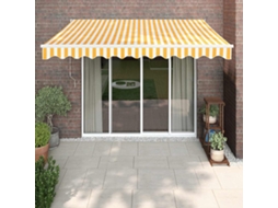 Vidaxl Toldo Retrátil Automático 3x2,5 M Amarelo E Branco