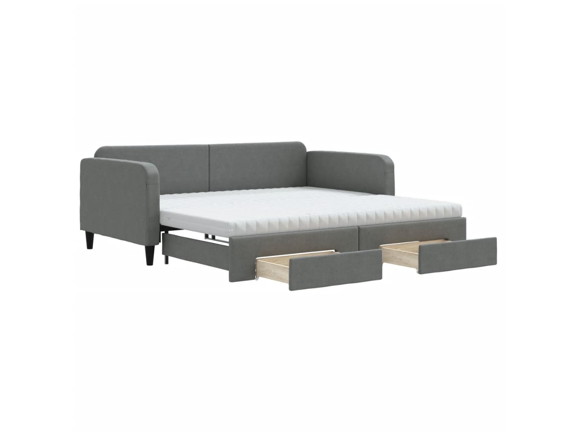 Daybed With Trundle, Daybeds With Trundles Vidaxl Cinzeto Tecido (100 X 200 Cm)