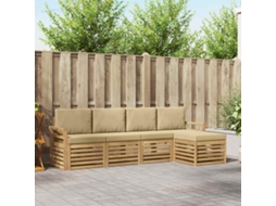 Vidaxl Conjunto De Sofás Para Exterior 5 Unid. Branco E Bege Poliéster
