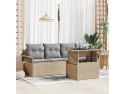 Vidaxl Conjunto De Sofá De Jardim 5 Unid. Bege Vime Pe