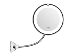 Rebe espejo de Maquillaje Con Luz Led Flexible 10x, Gooseneck Ajustable, Succión Segura, Ideal para Baño Y Viajes