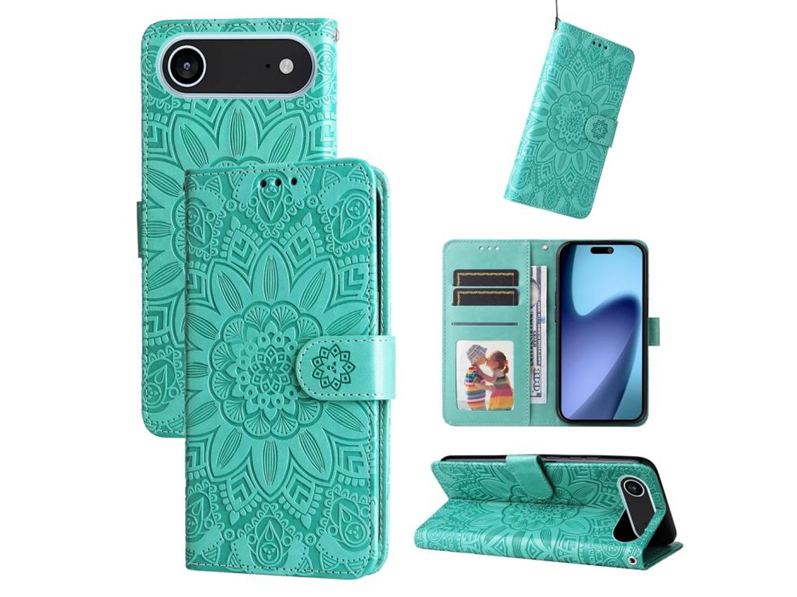 Capa De Couro Para Iphone Air - Estampa De Girassol Em Relevo