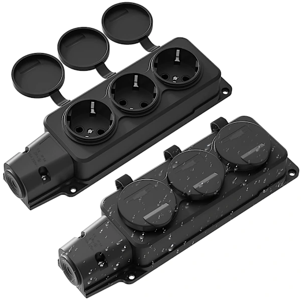 Tomada Externa À Prova D'água De 3 Vias, Ip54 Com Tampa Articulada, Régua De Energia Externa, 16a Máx. 3500w Para Jardim E Áreas Externas