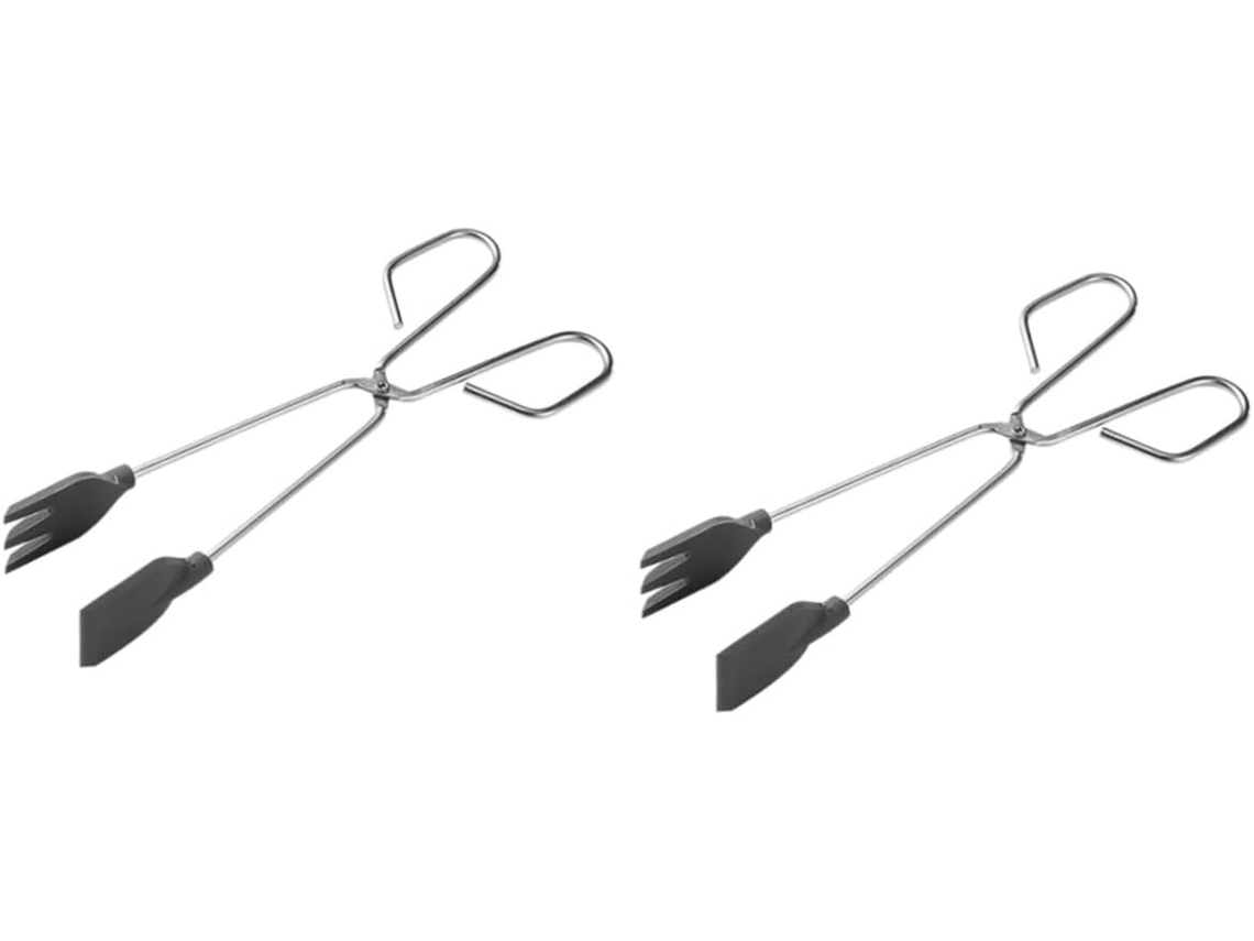Pinça Ergonômica De Aço Inoxidável Para Bolos 2 Peças Utensílio Cozinha Assar E Fazer Churrasco Prática Fácil Usar